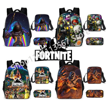 „Fortnite Kids“ 3 vnt. kuprinių rinkinys: moteriškos kuprinės, biuro reikmenys paauglėms mergaitėms ir berniukams, nešiojamojo kompiuterio kuprinė, kasdieninė kelioninė kuprinė
