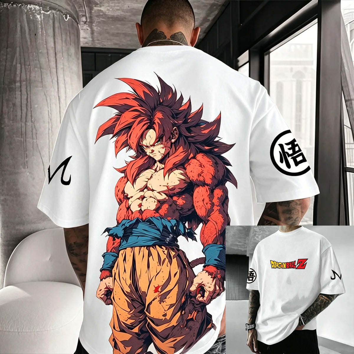 T-shirt de algodão de manga curta com estampado de Dragon Ball Z – Son Goku e Vegeta – Roupa para homem e mulher – Estilo Harajuku, Y2K, vintage, verão, streetwear