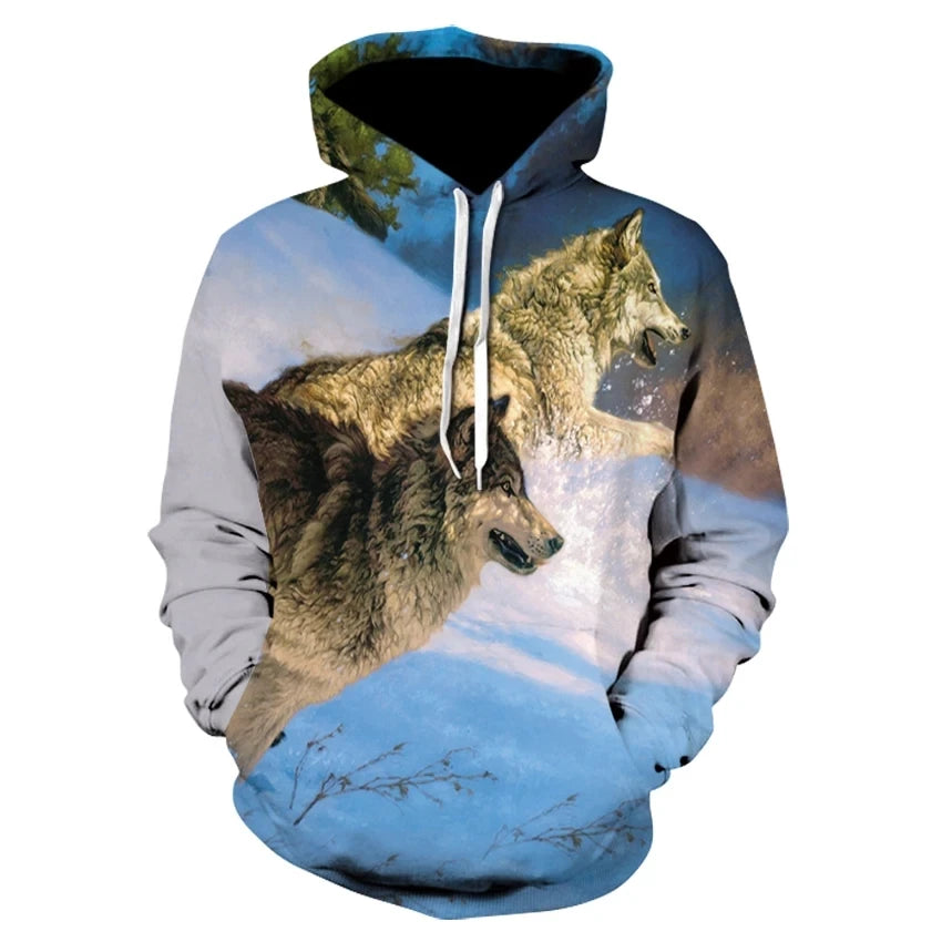 Autumn and Winter New Personalized Hoodie Animal Wolf 3D Men's Hoodie Designer Men's High Quality Hoodie