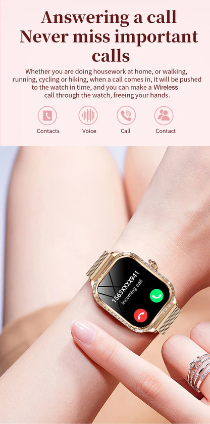 LIGE New Luxury Smart Watch Heart Rate Monitor Fashion Ladies Bracelet 2024 Bluetooth Call Smartwatch Womoen For Android IOS