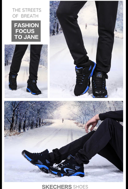 Botas de neve para homem, quentes para o inverno, casal, ténis casuais, moda, couro, desporto ao ar livre, corrida, ténis, homem, antiderrapantes, tamanho grande 48, ténis desportivos