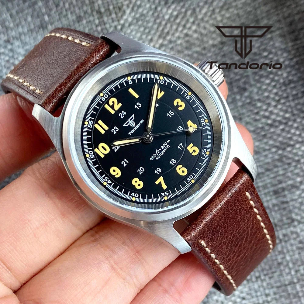 Tandorio 36 mm Fashion 20 BAR automatisk dykar- och pilotklocka för män och kvinnor NH35/PT5000/Miyota8215-urverk safirglas armbandsur med grön luminiscens