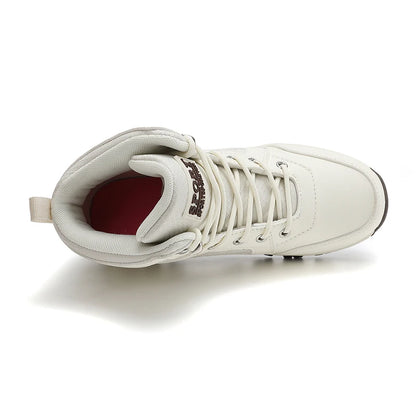 Scarpe sportive da donna bianche, casual, antiscivolo, da corsa, per escursioni all’aperto, arrampicata, impermeabili, traspiranti, con lacci, con suola rialzata