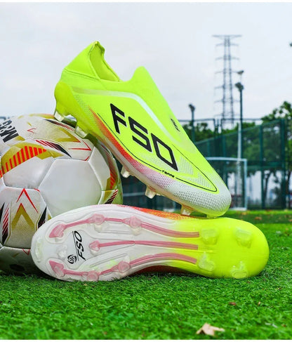 Botas de fútbol para hombre, tacos para césped, alta calidad para partido al aire libre, calzado antideslizante para niños, modelo de caña alta ligero muy vendido