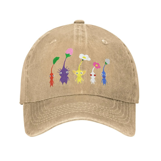 Cute Pikmin Pattern Print Cap for Men Women Cotton Anime Cartoon Trucker Hat Lerisure Wear Baseball Cap Adjustable