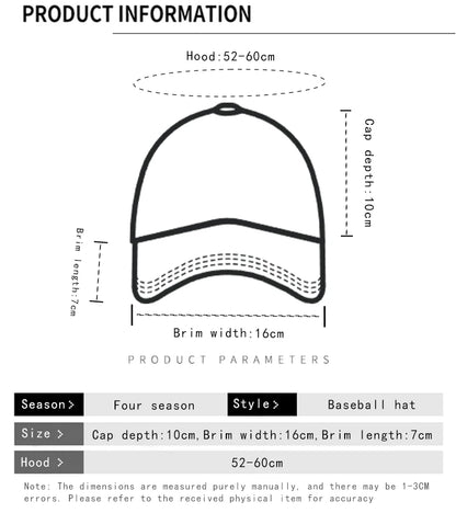 Korean Vintage Washing Men Women Baseball Hats Cotton Snapback Caps Embroidery New Versatile Fashion Letter Leisure Distress