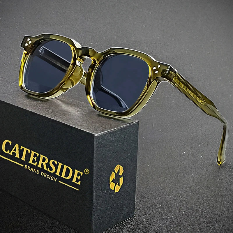 CATERSIDE New Fashion Punk Men Sunglasses Frame Square Personalized Design Sun Glasses Women Travel Party Business Festival Gift