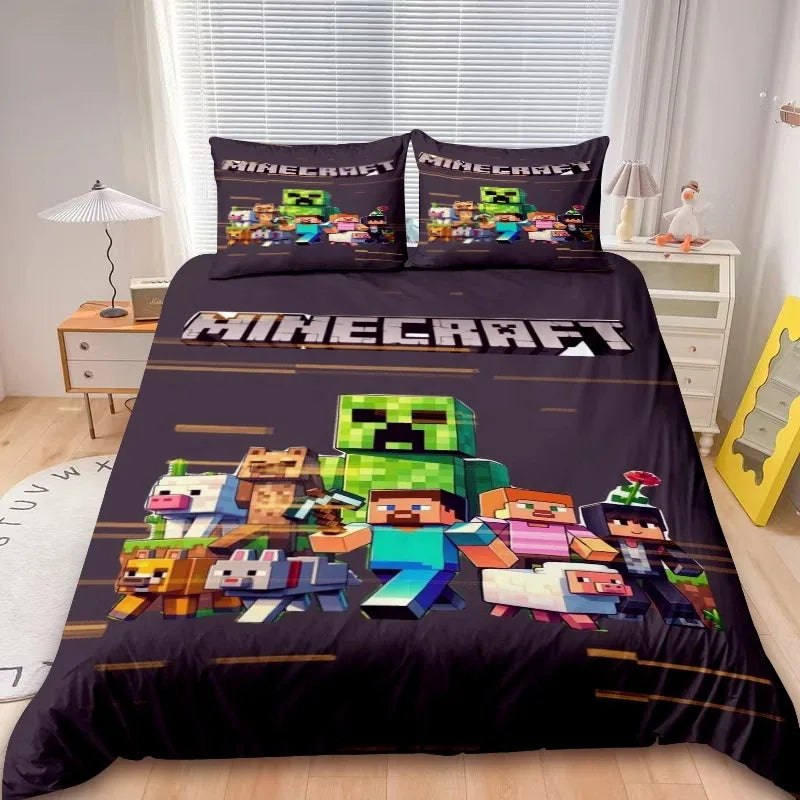 Minecraft 2/3pcs Duvet Cover Game My World Duvet Cover Monster Hunters Bedding Set Duvet Cover Single Boys Kids Bedroom Decor