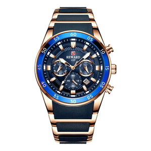 REWARD Big Dial Mens Watches Top Luxury Brand Sport Waterproof Watch Men Chronograph Quartz Clock Automatic Date WristWatches