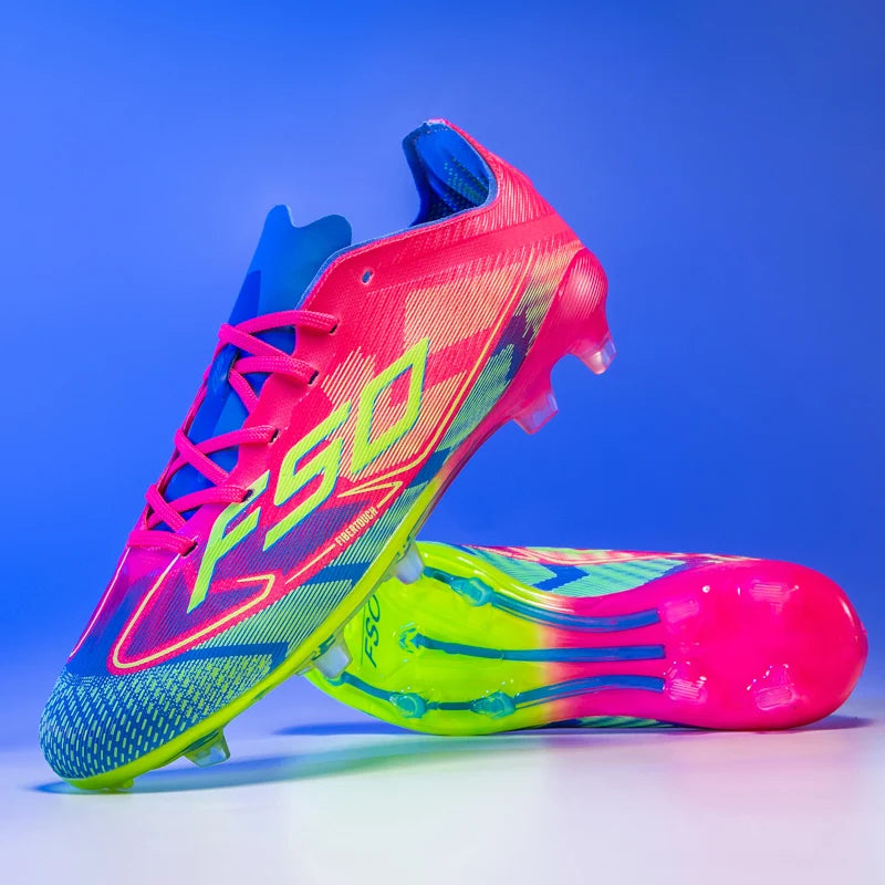 NOUVEAU Chaussures de football roses pour hommes, à enfiler, antidérapantes, crampons de football pour garçons, chaussures d'entraînement TF/FG, Chuteira Campo 35-45