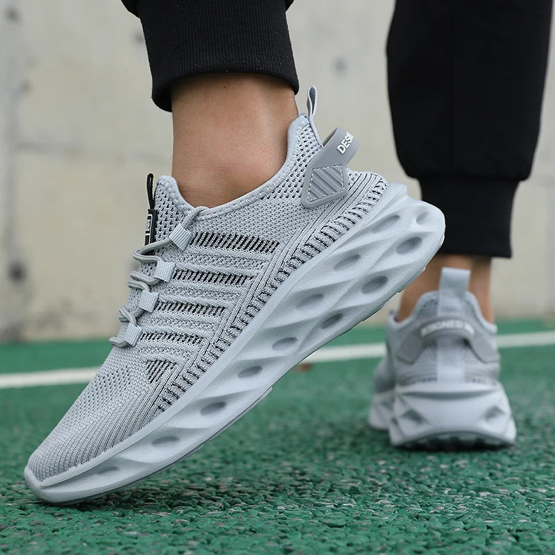 Unisex herresneakers – komfortable, åndbare løbesko til par, kvinder, tennis og sport, størrelse 37-47, gule vandresneakers