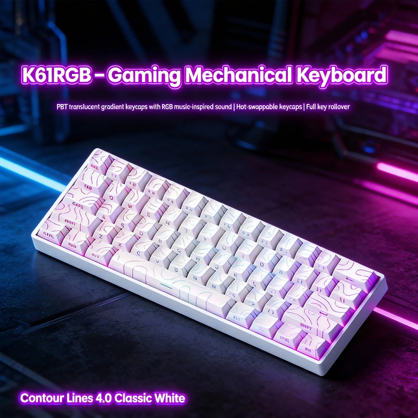 Teclado mecánico portátil con cable K61, Phantom RGB colorido, respuesta de nivel gaming, diseño ergonómico, apto para gaming y oficina