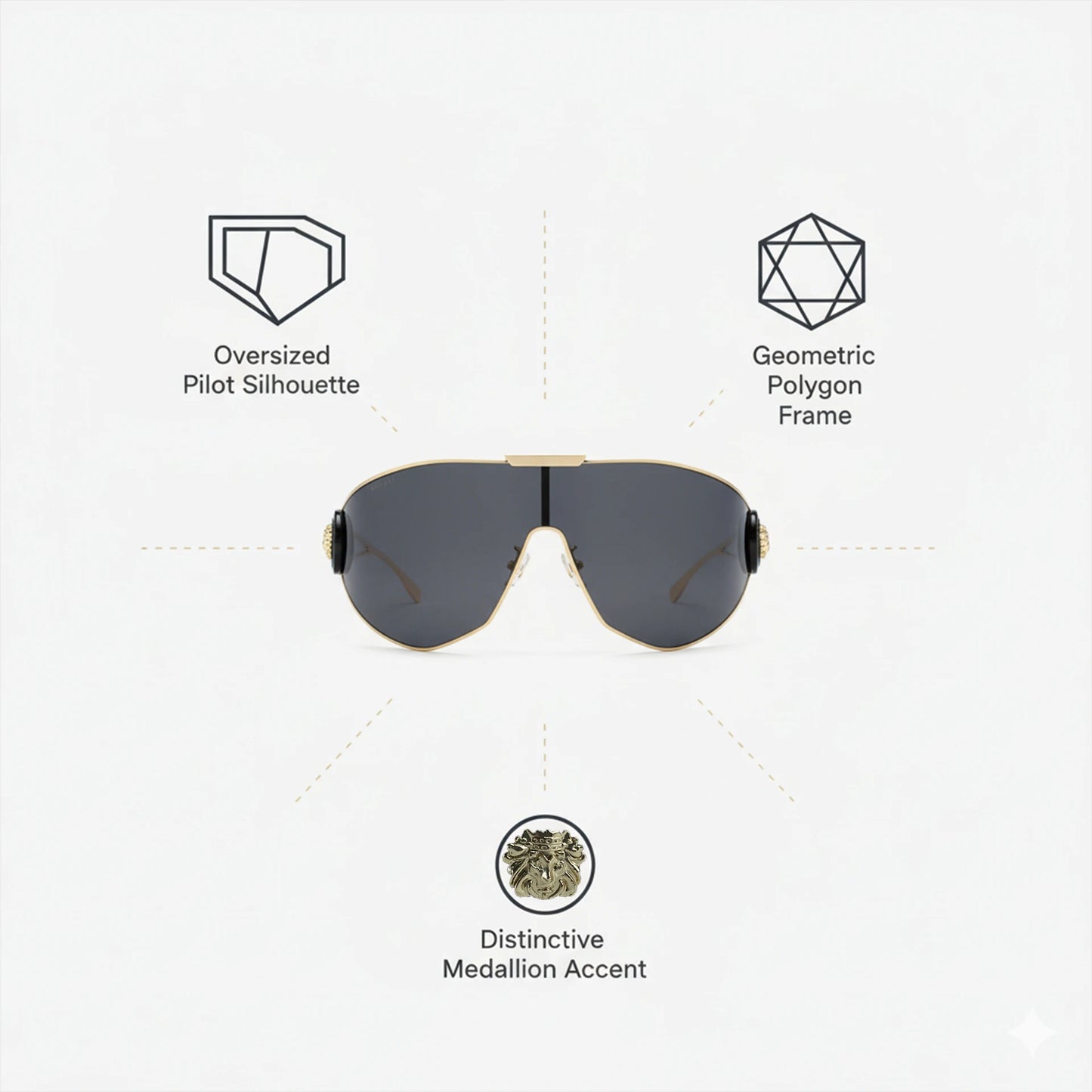 Oversized One-Piece Windproof Mask Sunglasses Women 2026 Luxury Fashion Vintage Steampunk Polygon Shield Wrap Around Sun Glasses