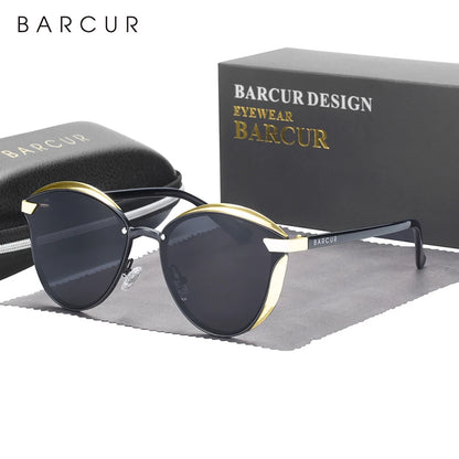 BARCUR Style Polarized Sunglasses For Women Catmore Round Sun Glass Ladies Woman Eyewear Accessory UVAB Protection