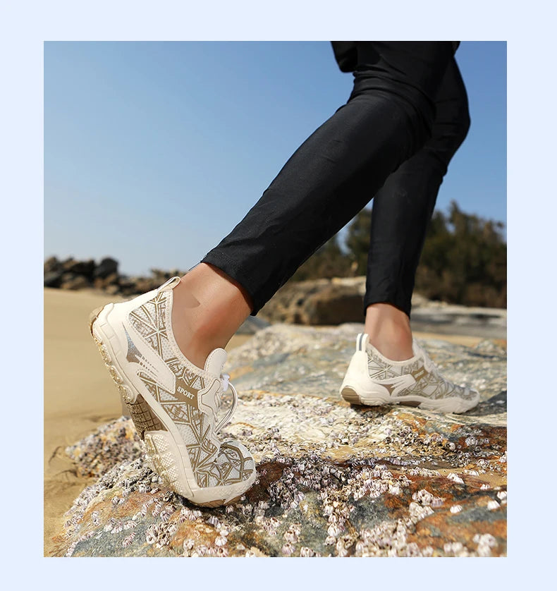 Sapatos para caminhar na água sem sapatos - Homem e Mulher - Sapatos de praia em malha de secagem rápida - Sapatos antiderrapantes para atividades ao ar livre - Sapatos unissexo para desportos aquáticos