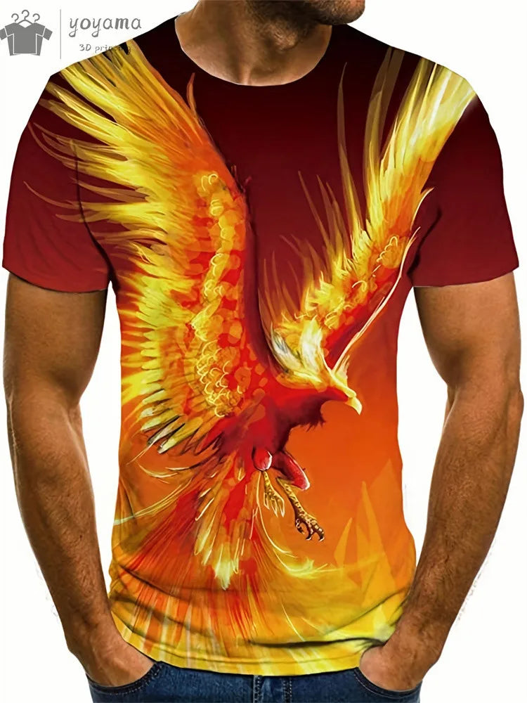 Animal Dragon 3D Print Sport Rychleschnoucí Prodyšné Pánské Tričko Outdoor Street Harajuku Běh Fitness Krátký rukáv Oblečení Top Léto