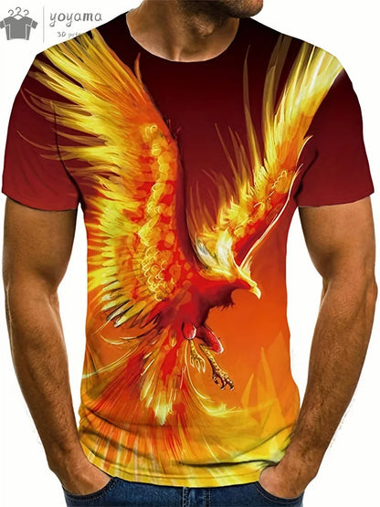 Animal Dragon 3D Print Sport Rychleschnoucí Prodyšné Pánské Tričko Outdoor Street Harajuku Běh Fitness Krátký rukáv Oblečení Top Léto