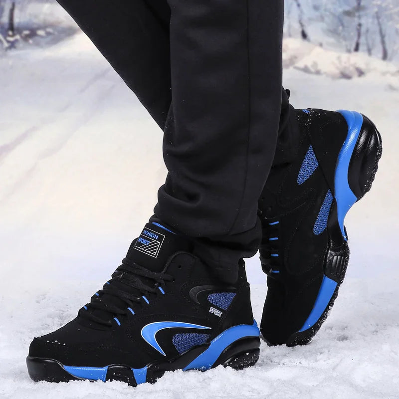 Botas de neve para homem, quentes para o inverno, casal, ténis casuais, moda, couro, desporto ao ar livre, corrida, ténis, homem, antiderrapantes, tamanho grande 48, ténis desportivos