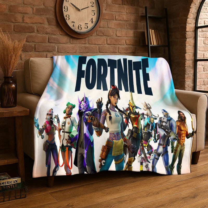 Manta de flanela Cartoon F-Fortnite Game Gamer, suave e quente, para quarto, sala de estar, cama, viagem, campismo, piquenique e oferta