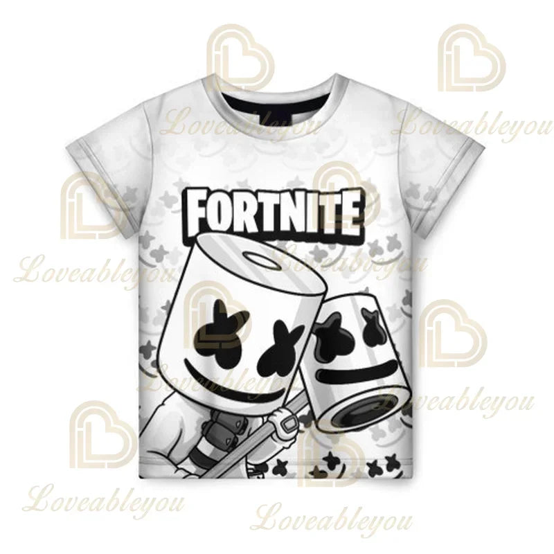 Battle Royale T-Shirt, Fortnite T-Shirt, Victory, Cartoon-Oberteile, Teenager-Kleidung, Kinder, Helden, Spiel, Festung, Nacht, 3D, Jungen, Mädchen, T-Shirt