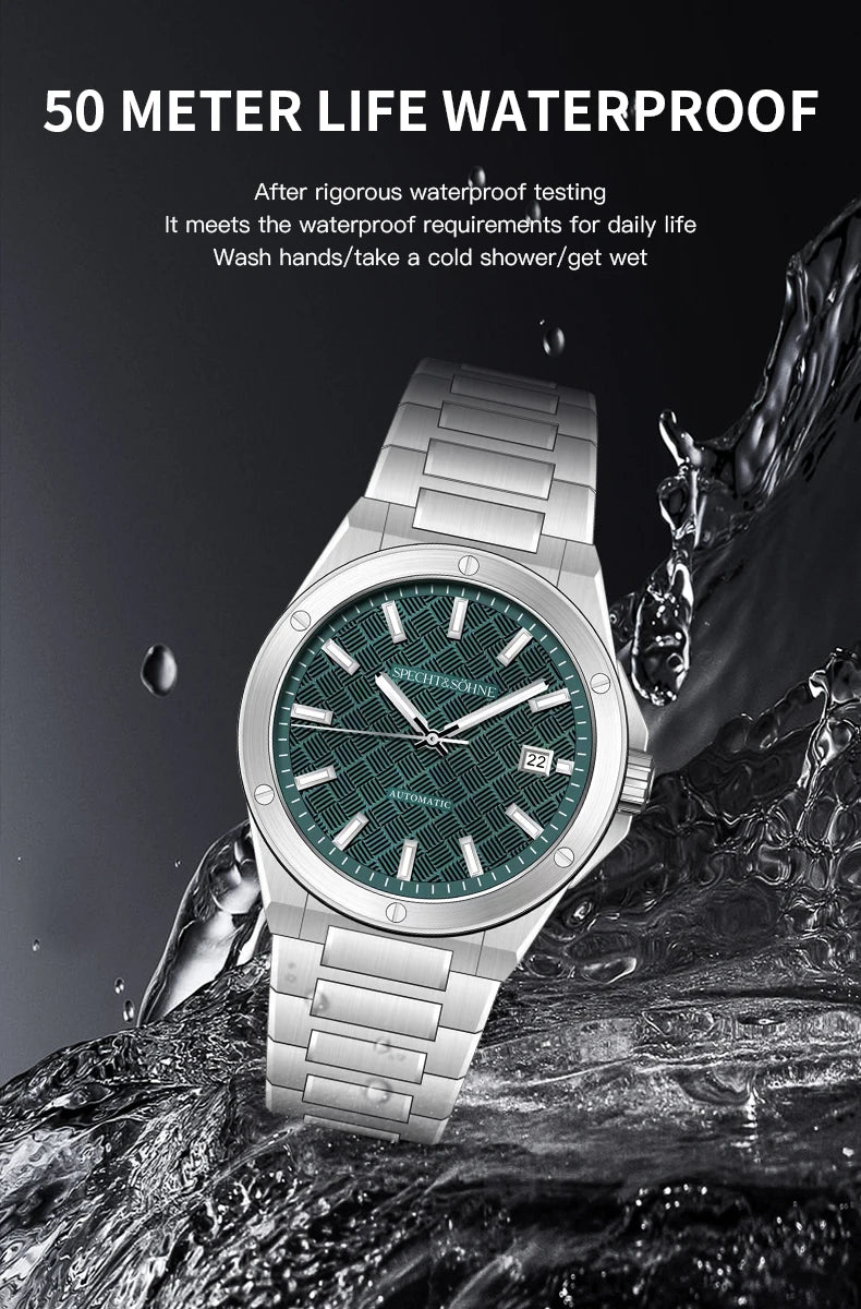 Specht&Sohne 2025 New 38MM Men's Watches Automatic Watch Japan Miyota 8215 Movt Steel Sapphire Crystal Reloj Homb Waterproof