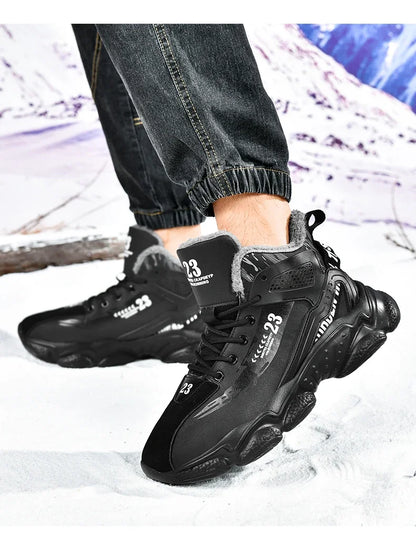 Baskets en peluche coordonnantes imperméables pour hommes, chaussures de tennis pour hommes, pantoufles chaudes, bottes d'hiver, nouveau, 2024
