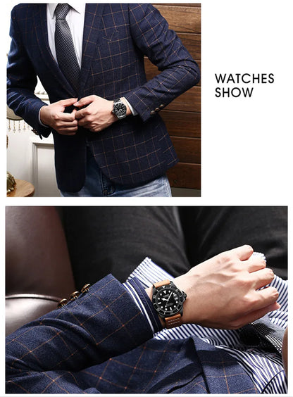 LOREO Original Men's Business Watch 20ATM Waterproof Wristwatch Top Brand Casual Sport Seagull Automatic Mechanical Watch Men