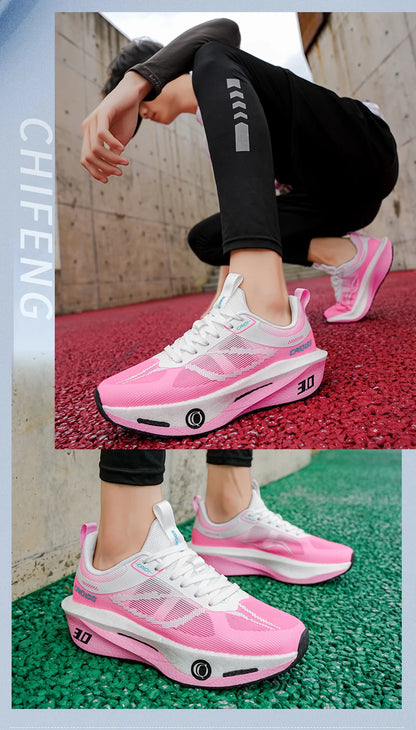 Buty do biegania z karbonową płytką do maratonu, męskie, sportowe, specjalistyczne, oddychające, lekkie, damskie, wygodne sneakersy sportowe outdoorowe