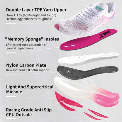 IRUNSVAN Marathon Racing Carbon Plate Men's Running Shoes Ultra Light Shock Absorption Training Women's Sports Shoes