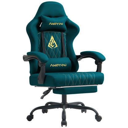 Andyou Ergonomic Gaming Chair - Swivel Reclining Gaming Chair, PU Leather Upholstery, Weight Capacity 150kg