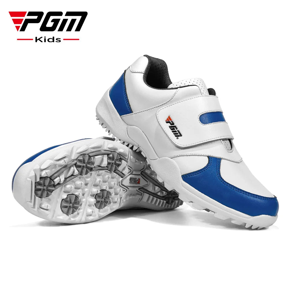 PGM Chaussures de golf pour enfants (filles et garçons) - Baskets d'extérieur antidérapantes en cuir pour enfants - Chaussures de sport XZ054
