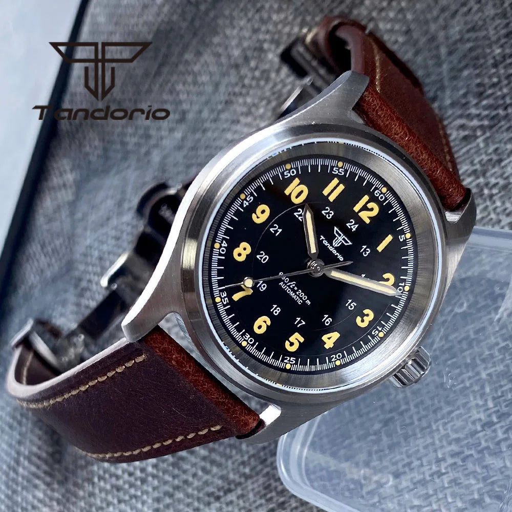 Tandorio 36 mm Fashion 20 BAR automatisk dykar- och pilotklocka för män och kvinnor NH35/PT5000/Miyota8215-urverk safirglas armbandsur med grön luminiscens