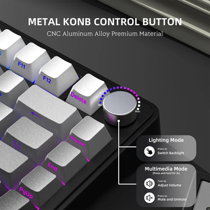 Teclado mecânico ATTACK SHARK X85 Tri-mode Gasket 75% com botão CNC, acolchoamento de 5 camadas, hot-swappable, retroiluminação RGB, NKRO