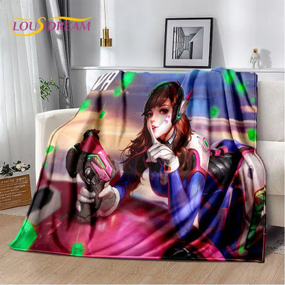 Overwatch Game Gamer D.Va Reaper Soft Plush Blanket, Flannel Blanket Throw Blanket for Living Room Bedroom Bed Sofa Picnic Kid 3D