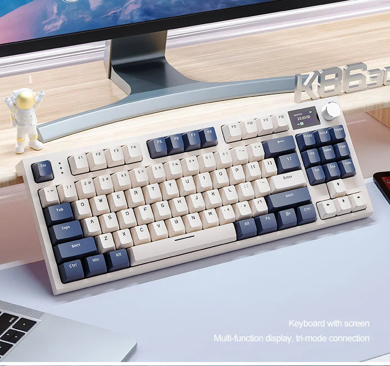 ATTACK SHARK K86 Mechanical Keyboard with Metal Knob,TFT Smart Color Screen,87-key Layout,RGB Lighting,and Three-mode Connection