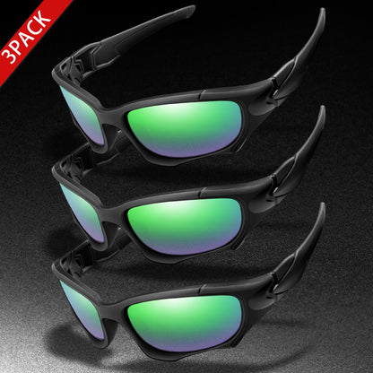 3-PACK Trendy Outdoor Tactics Sports Sunglasses Men and Women Cycling Glasses Driving Camping Travel Colorful Goggles