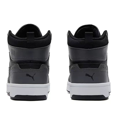Baskets basses décontractées Puma Rebound Joy, offrant un maintien optimal, une coupe ajustée, une grande durabilité, un confort et un amorti (unisexe), en gris et noir, modèle 387875-01.