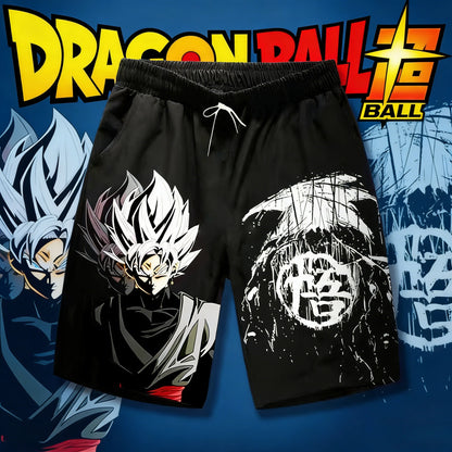 2026 Summer Dragon Ball Goku Black Go Kanji Retro Quick-Dry Print Shorts Adult Kids Plus Size Breathable Anime Fan Casual Shorts