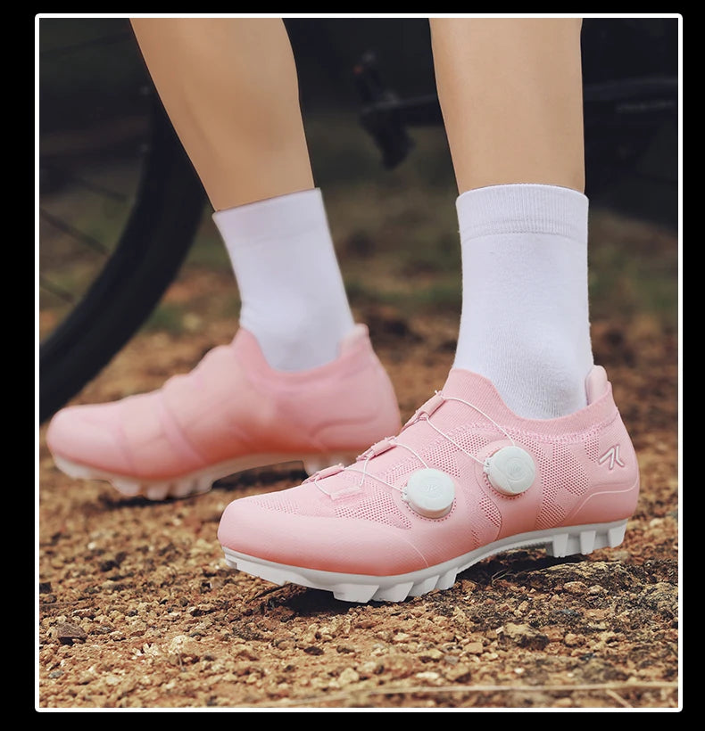 Men Mtb Cycling Shoes New Women Pink Self-Locking Cleats Speed Road Bicycle Shoes Flat Trail Racing SPD Mountain Bike Sneakers