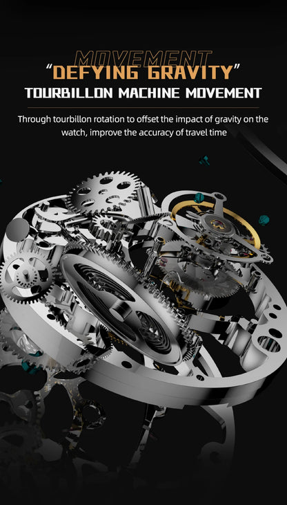 AESOP Mens Mechanical Wristwatches Flying Tourbillon Movement Skeleton Watch for Men Man Luxury Clocks Real Tourbillon Watch