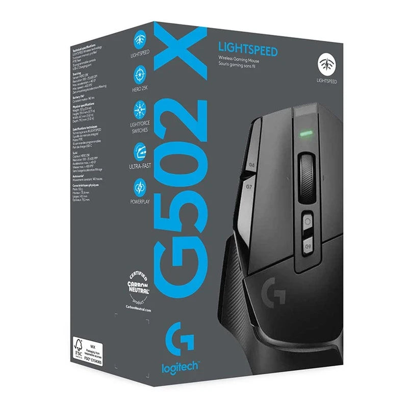 Logitech G502 X Lightspeed Wireless Gaming Mouse LIGHTFORCE hybrid optical-mechanical switches HERO 25K gaming sensor compat New