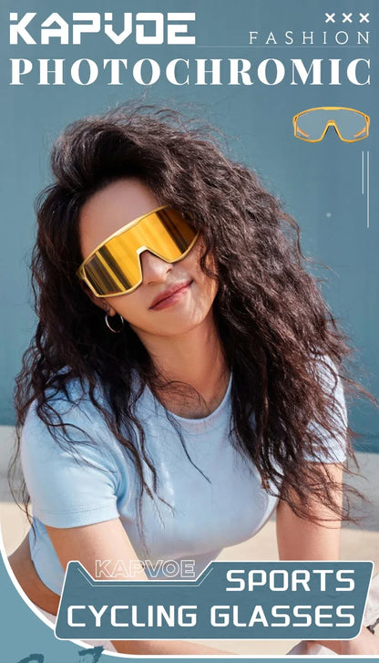 KAPVOE Pánské a dámské brýle na silniční kolo UV400, brýle pro horské sporty, outdoorové fotochromatické cyklistické sluneční brýle, brýle na kolo