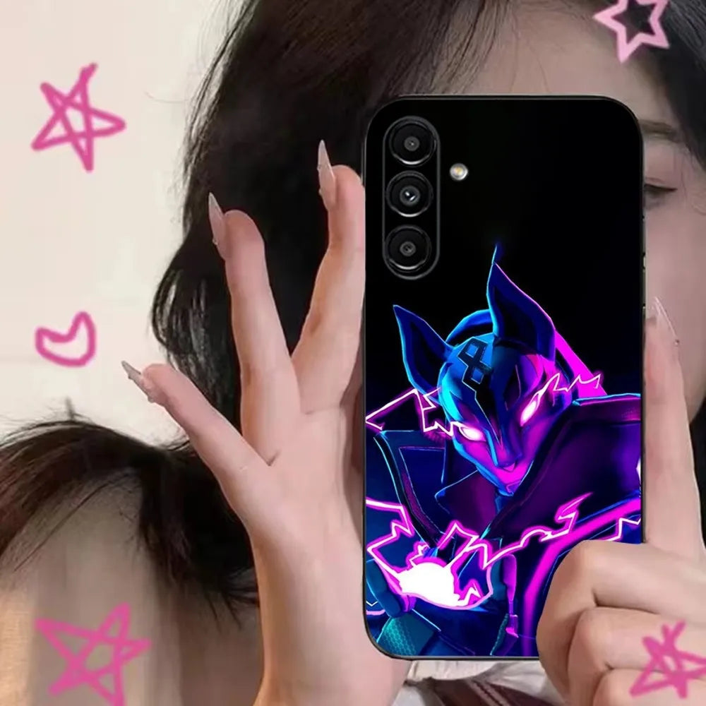 Калъф за телефон R-Royales F-Fortnites за Samsung S24,S21,S22,S23,S30,Ultra,S20,Plus,Fe,Lite,Note,10,9,5G, черен мек калъф