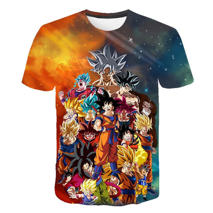 Dragon Ball Goku Cosplay T Shirts Super Saiyan Boys Kids Clothes Short Sleeve T-shirt White Black Orange Breathable Jersey