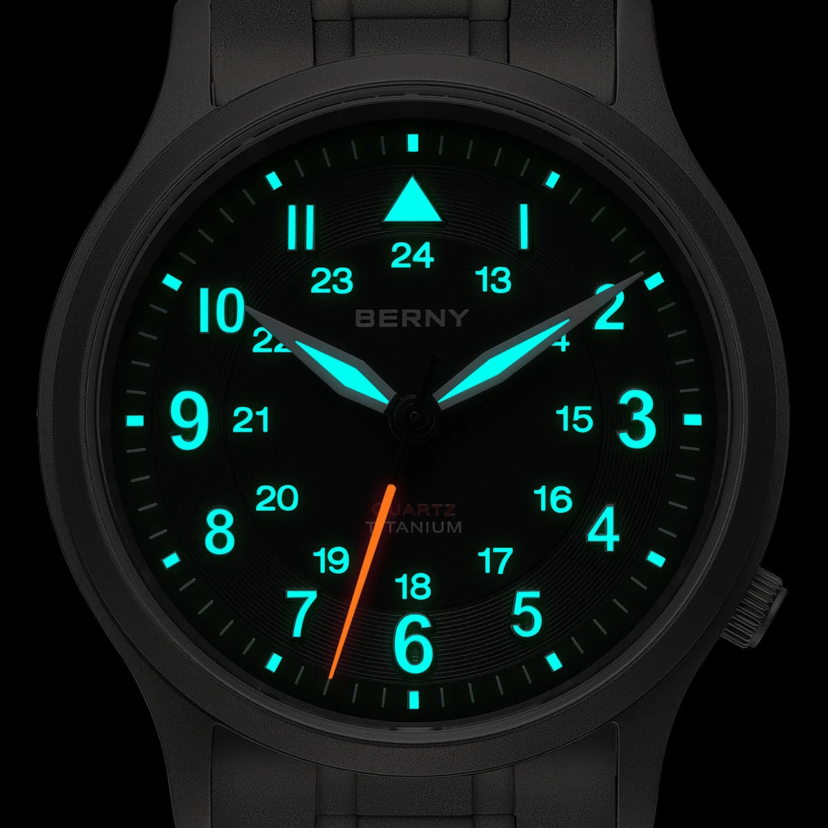 BERNY Titanium Watches for Men Classic Men's Field Watch Easy Read Outdoor Quartz Wristwatch Super Luminous Sapphire 5ATM