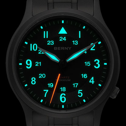BERNY Titanium Watches for Men Classic Men's Field Watch Easy Read Outdoor Quartz Wristwatch Super Luminous Sapphire 5ATM