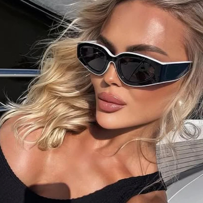 Vintage Oval Sunglasses Women Luxury Brand Designer Cat Eye Sun Glasses Retro Black White Glasses Ladies Goggle UV400 Eyewear