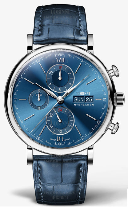 Luxury Brand Switzerland LOBINNI Perpetual Calendar Seagull Automatic Mechanical Men's Watches Sapphire Multi-function L13019-11
