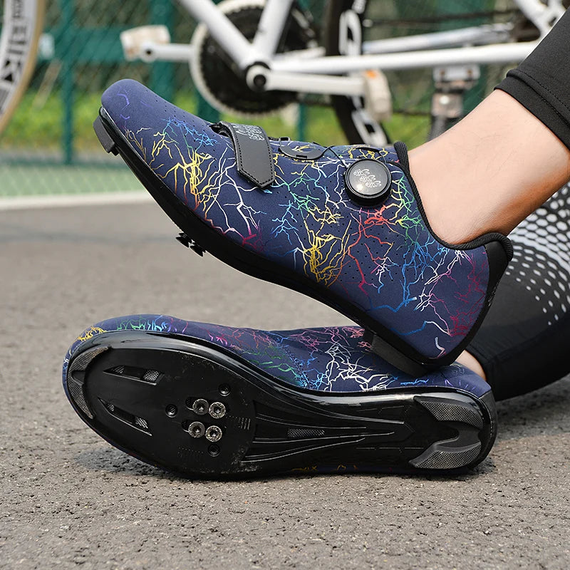 Zapatillas de ciclismo para hombre con cierre automático; zapatillas de ciclismo de carretera; zapatillas deportivas de ciclismo de montaña para exterior; zapatillas de ciclismo de spinning para mujer para interior