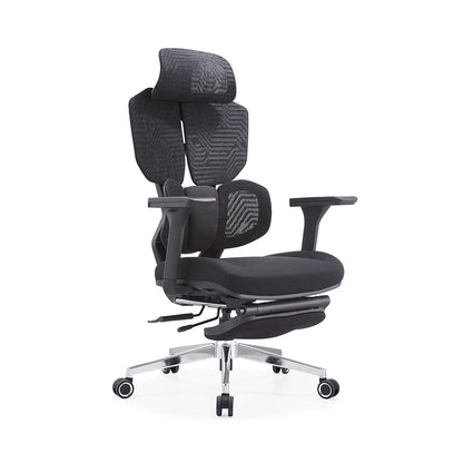 Chaise de bureau ergonomique au design moderne avec dossier haut en maille, pivotante, réglable, en maille, nouvelle arrivée avec repose-pieds
